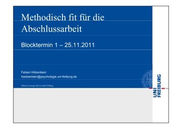 Blocktermin 1 - Institut fÃ¼r Psychologie - Albert-Ludwigs-UniversitÃ¤t ...