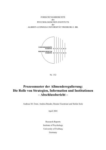 Prozessmuster der Allmenderegulierung - Institut fÃ¼r Psychologie ...