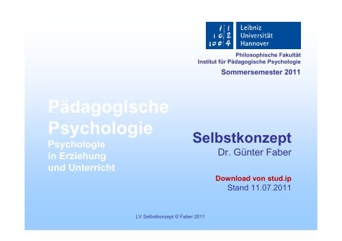 Selbstkonzept 01 Institut Fa R Pa Dagogische Psychologie