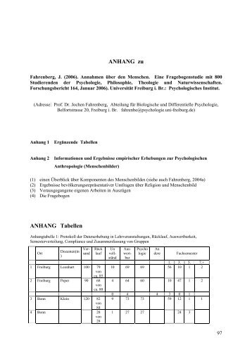 ANHANG zu ANHANG Tabellen - Jochen Fahrenberg