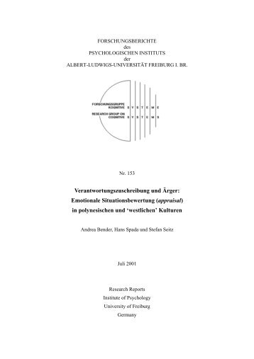 Verantwortungszuschreibung und Ãrger - Institut fÃ¼r Psychologie ...