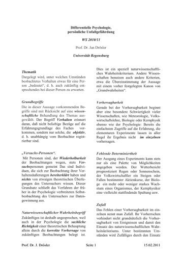 Differentielle Psychologie, - UniversitÃ¤t Regensburg