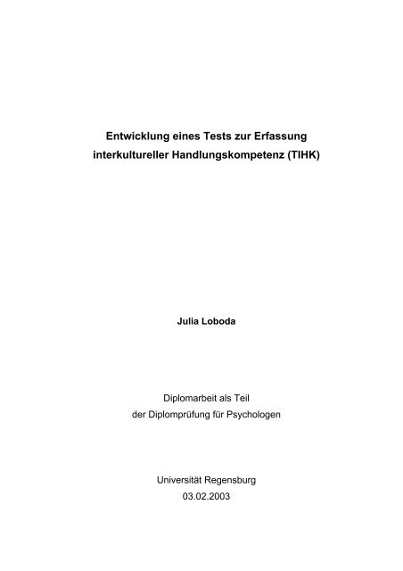 Entwicklung eines Tests zur Erfassung interkultureller ...