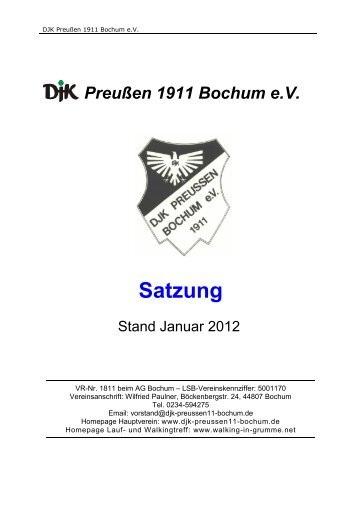 Satzung Satzung atzung - DJK Preußen 1911 Bochum eV