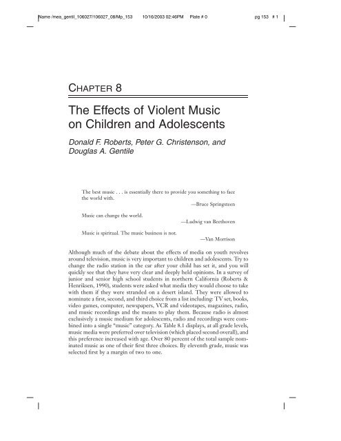 The Effects of Violent Music on Children and Adolescents