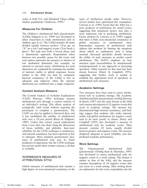 Measures of attributional style