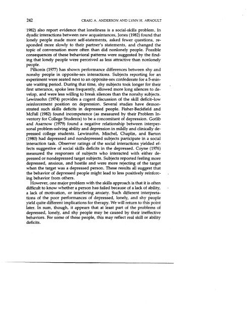 Attributional Models of Depression, Loneliness, and Shyness