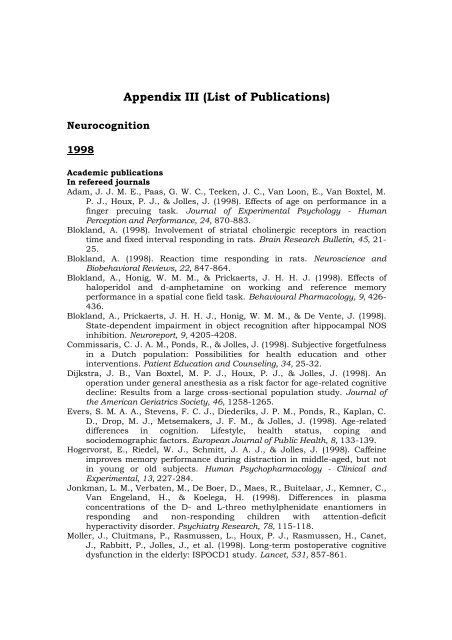 Verwonderend Appendix III - Psychology and Neuroscience - Maastricht University CP-46
