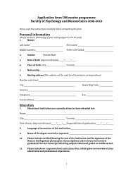 Application form UM master programme Faculty of Psychology and ...