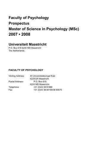 2007 â¢ 2008 - Faculty of Psychology and Neuroscience - Maastricht ...