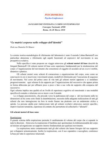 Le matrici corporee nello sviluppo dell'identitÃ  - Psychomedia