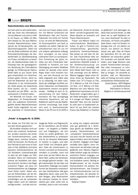 Frankfurt aktuell - Ausgabe 6 (November ... - ADFC Frankfurt