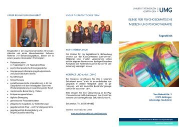 Flyer Tagesklinik - Psychosomatik & Psychotherapie - GÃ¶ttingen