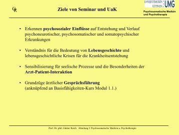 Folien zu Seminar und UaK Modul 5.1 - Klinik fÃ¼r Psychosomatische ...