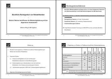 Einflussfaktoren auf die erfolgreiche Wiedereingliederung in den ...