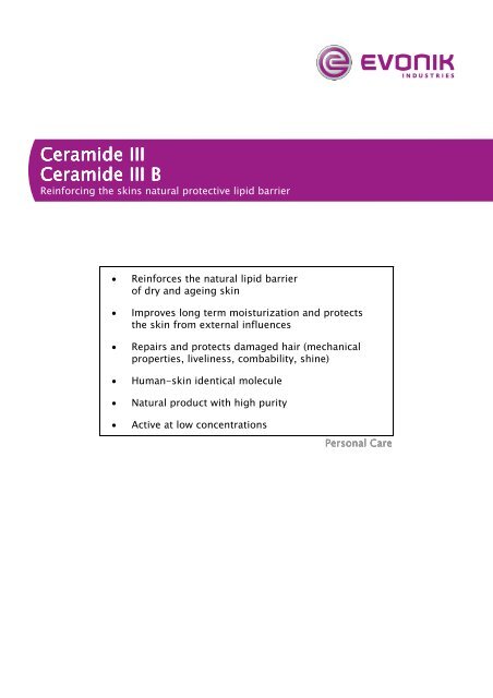 Ceramide III Ceramide III Ceramide III eramide III eramide III B