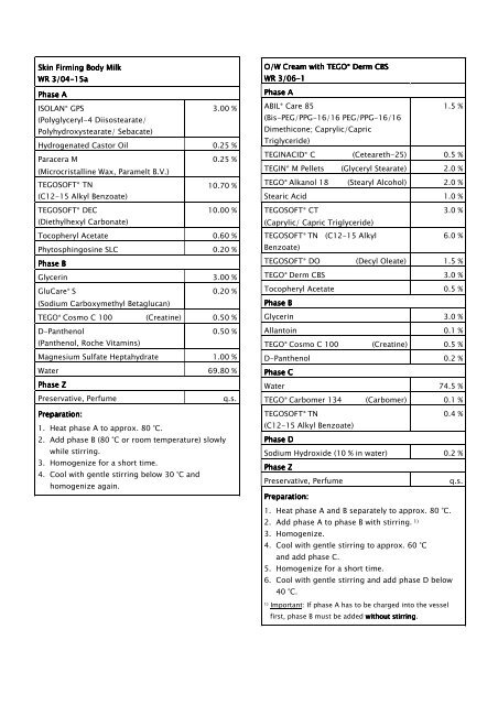 TEGOÂ® Cosmo C 100 TEGOÂ® Cosmo C 100