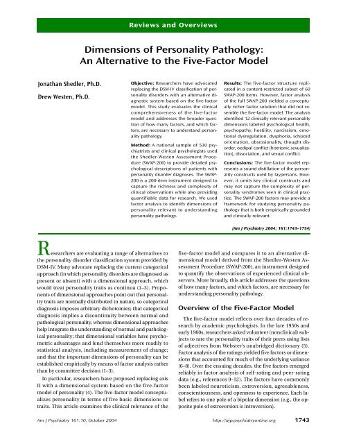 Personality Pathology , Pathological Personality Traits – BFWBXW