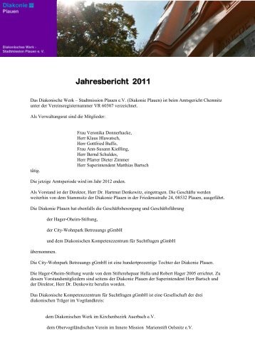 Jahresbericht 2011 - Diakonie-Plauen