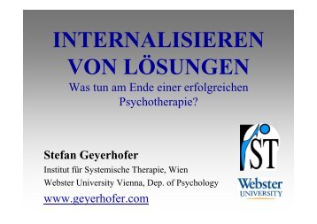 Stefan Geyerhofer - Internalisieren von LÃ¶sungen - PsySeminare