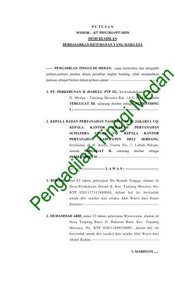 putusan nomor : 437 /pdt/2011/pt-mdn demi keadilan berdasarkan ...