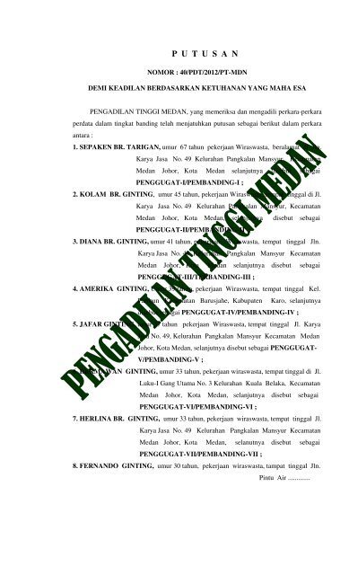 putusan - Pengadilan Tinggi Medan