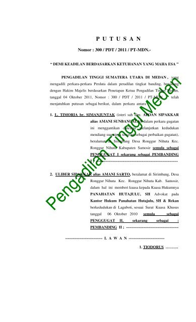 putusan - Pengadilan Tinggi Medan