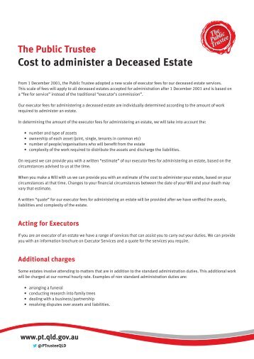 Cost to administer a Deceased Estate - The Public Trustee