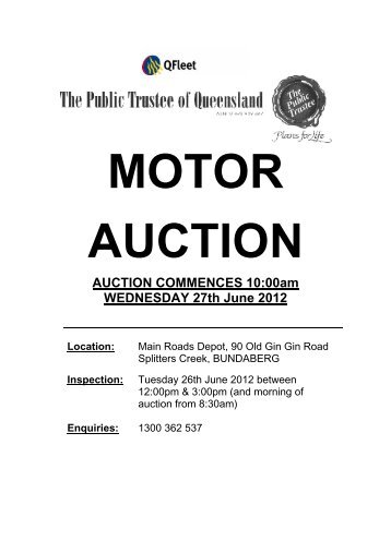 AUCTION COMMENCES 10:00am WEDNESDAY 27th June 2012