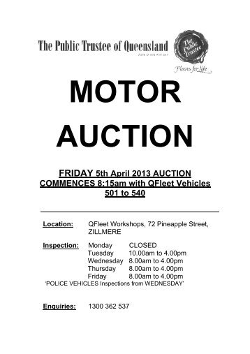 FRIDAY 5th April 2013 AUCTION COMMENCES 8:15am with QFleet ...