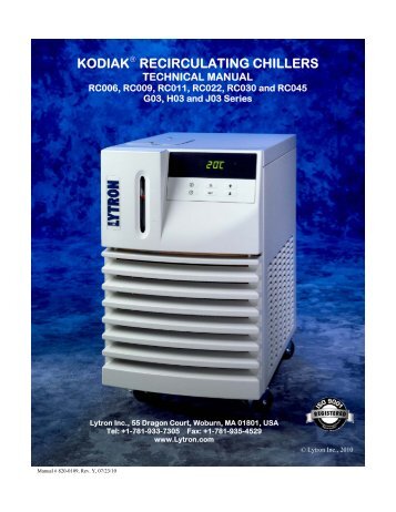 kodiak Â£ recirculating chillers technical manual rc006 - PTB Sales