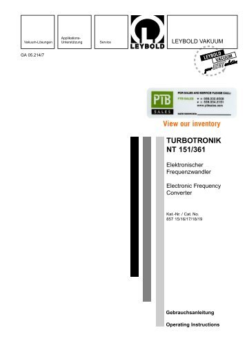 TURBOTRONIK NT 151/361 - Pascal Technologies, Inc