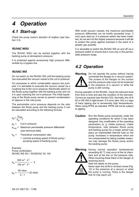 Leybold WS151 Roots Blower Manual - REMRSEC Facilities