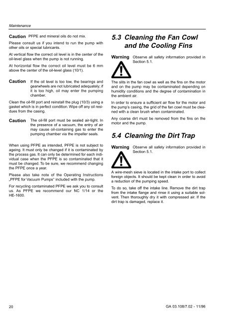 Leybold WS151 Roots Blower Manual - REMRSEC Facilities