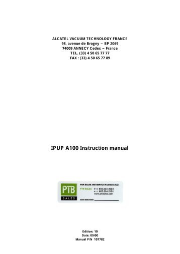 IPUP A100 Instruction manual - PTB Sales