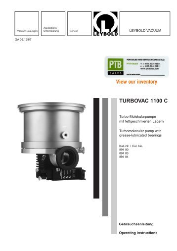 TURBOVAC 1100 C - PTB Sales