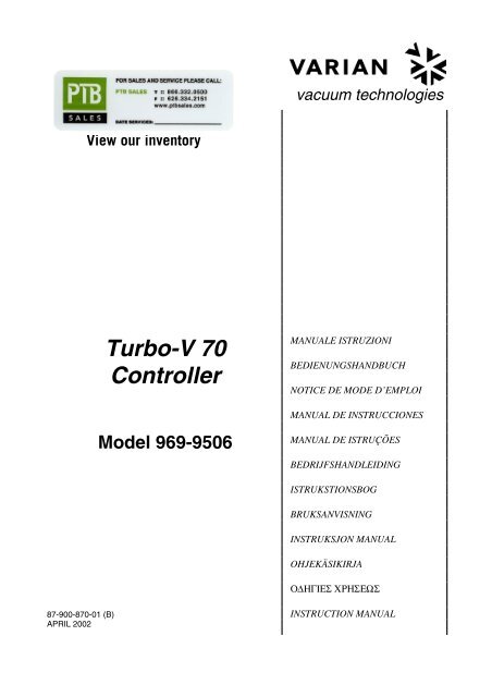 Turbo-V 70 Controller - PTB Sales