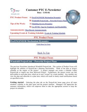 Customer PTC E-Newsletter - PTC.com