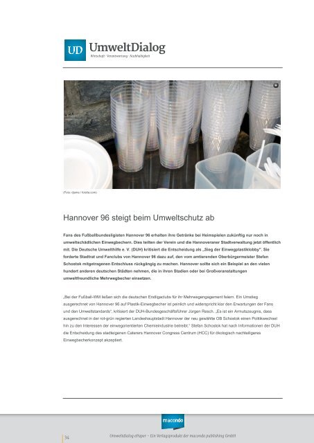 Fußball & Nachhaltigkeit - UmweltDialog E-Paper Nr. 2 (Juni 2014)