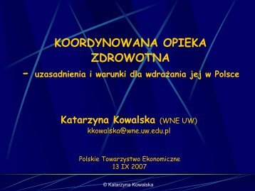 KOORDYNOWANA OPIEKA ZDROWOTNA - Polskie Towarzystwo ...