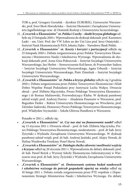 Sprawozdanie 2010_int.pdf - Polskie Towarzystwo Ekonomiczne