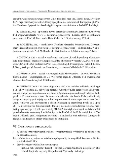 Sprawozdanie 2010_int.pdf - Polskie Towarzystwo Ekonomiczne