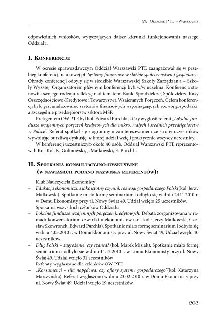 Sprawozdanie 2010_int.pdf - Polskie Towarzystwo Ekonomiczne