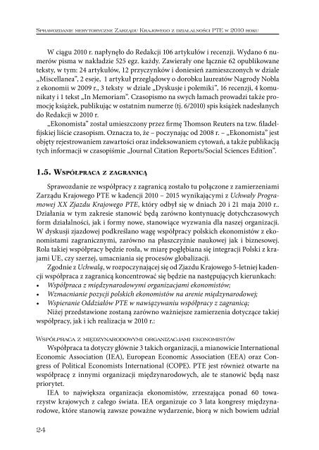 Sprawozdanie 2010_int.pdf - Polskie Towarzystwo Ekonomiczne