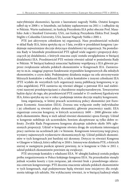 Sprawozdanie 2010_int.pdf - Polskie Towarzystwo Ekonomiczne