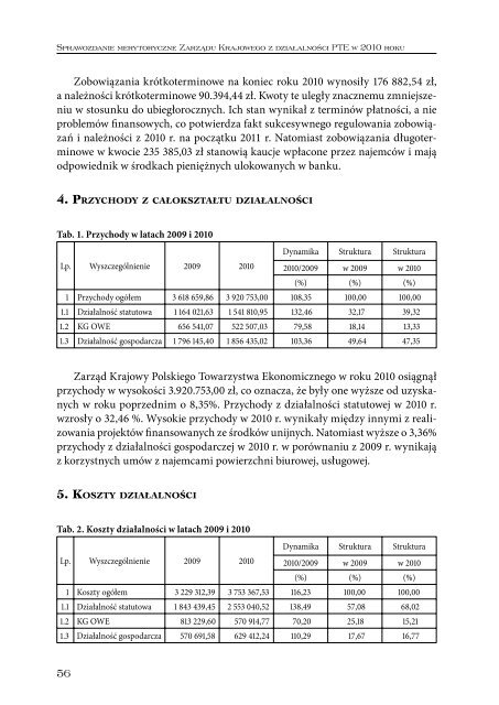 Sprawozdanie 2010_int.pdf - Polskie Towarzystwo Ekonomiczne