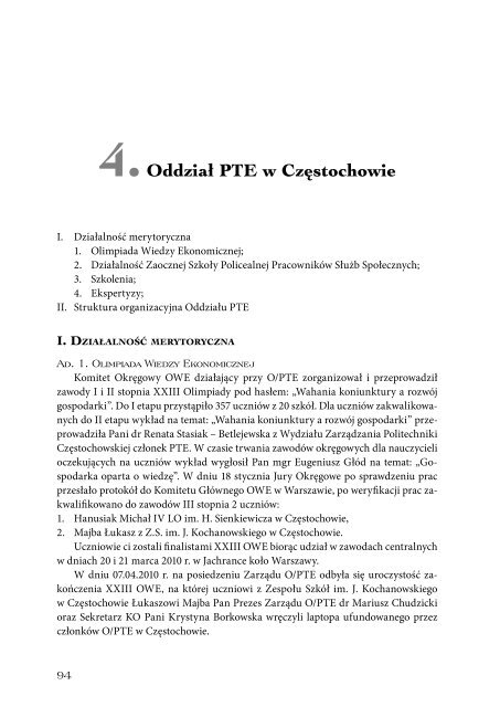 Sprawozdanie 2010_int.pdf - Polskie Towarzystwo Ekonomiczne