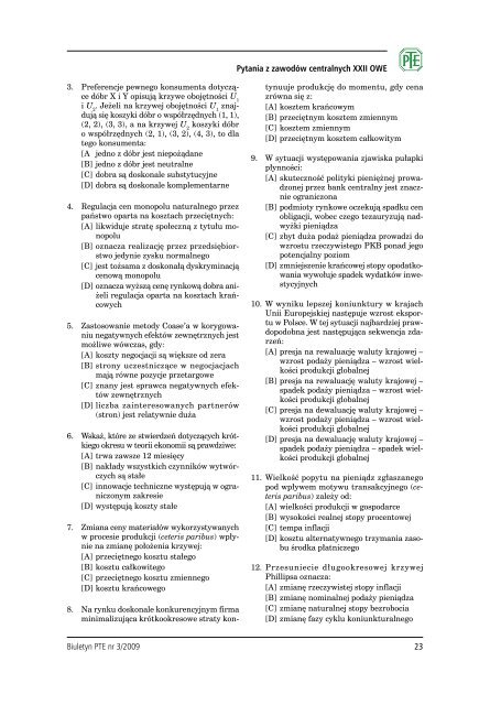 Biuletyn PTE nr 3/2009 - Polskie Towarzystwo Ekonomiczne