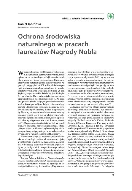 Biuletyn PTE nr 3/2009 - Polskie Towarzystwo Ekonomiczne