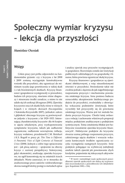 SpoÅeczny wymiar kryzysu â lekcja dla przyszÅoÅci - Polskie ...